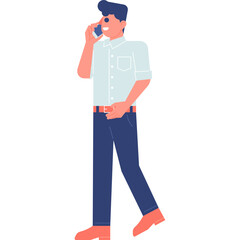 man talking on mobile phone flat illustration organic style for website, web, application, presentation, printing, document, poster design, etc.