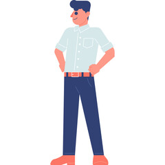 man with self confidence flat illustration organic style for website, web, application, presentation, printing, document, poster design, etc.