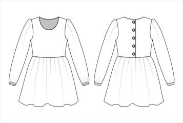 Full Sleeve Mini Dress CAD Template