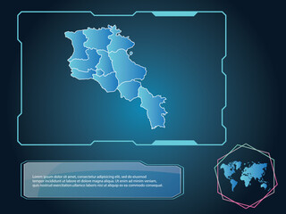 Armenia Map infographic technology blue Color element collection background