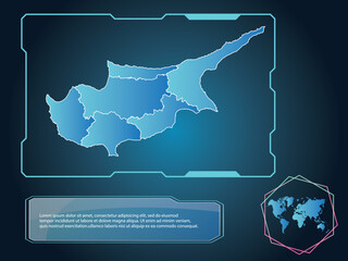 Cyprus Map infographic technology blue Color element collection background