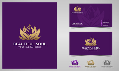 Beautiful feminine gold gradient logo design and business card