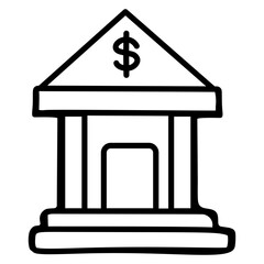 Creatively designed doodle icon of bank 