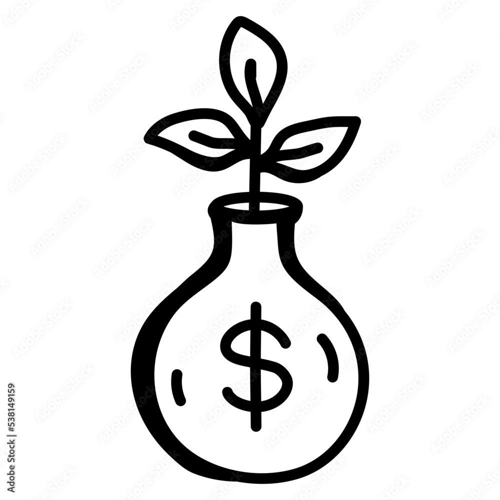 Wall mural Grab this doodle icon of investment growth 