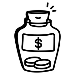 Fototapeta premium A handy doodle icon of coins jar 