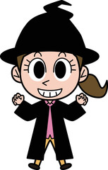 ハロウィンの仮装をするお母さん