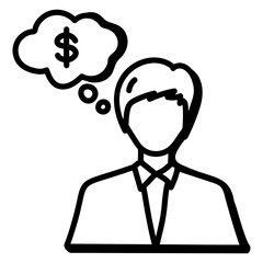A hand drawn icon of business thinking 