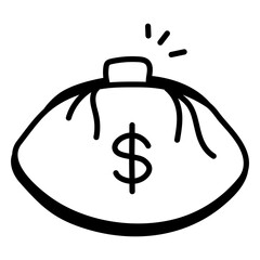 A unique doodle icon of cash bag 