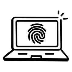 A premium doodle icon of laptop biometric