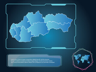 Slovakia Map. infographic technology blue Color element collection background