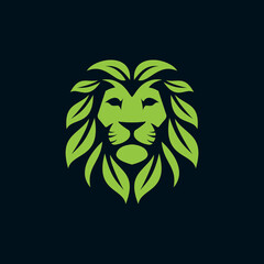 green leaf lion logo template