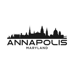 Fototapeta premium Annapolis maryland city skyline silhouette with black buildings