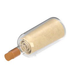 3d rendering illustration of a message in a bottle