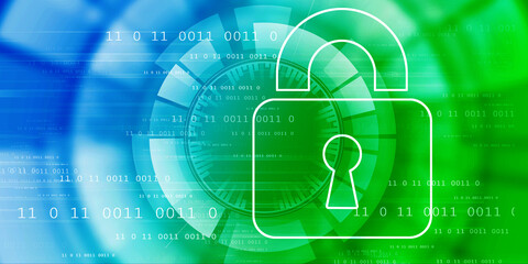 2d illustration Safety concept: Closed Padlock on digital background