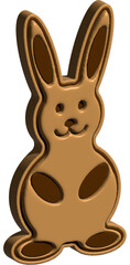 Obraz premium Cute chocolate bunny illustration on , Easter rabbit, 3d illustration, 3d rendering