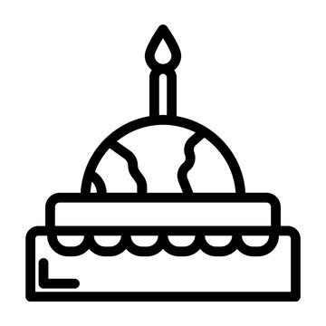 Birthday And Eart Line Icon 