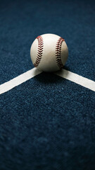 White leather baseball poses on black background.