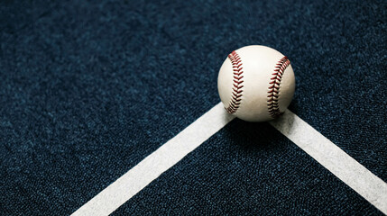 White leather baseball poses on black background.