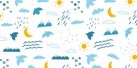 Abstract nature element in cute pattern design style for cartoon background and wallpaper