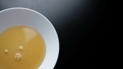 The honey on the plate looks like a fried egg.