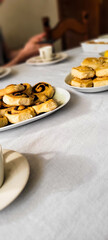 breakfast with breads and pastries