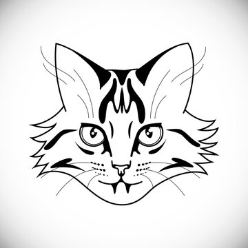 Outline striped cat with big eyes