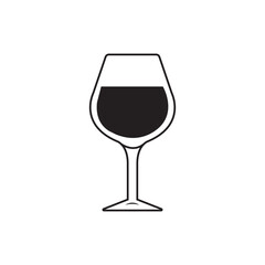 Wine glass line art vector.