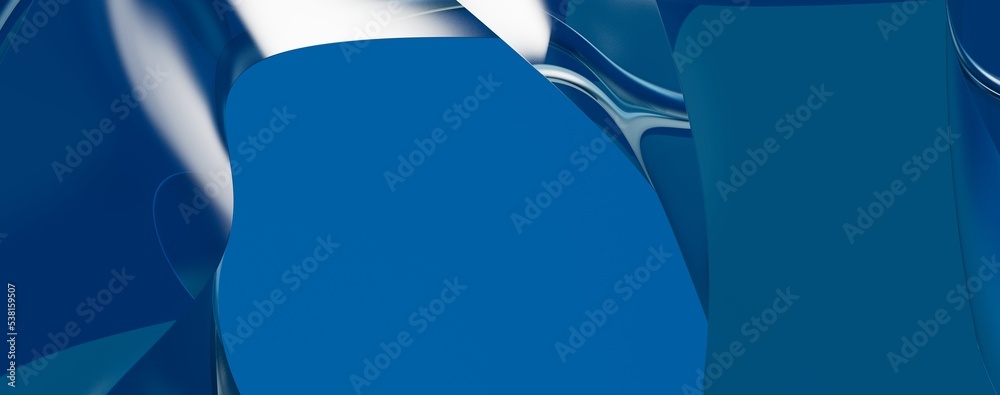 Poster blue wave abstract background 3d rendering flat design style