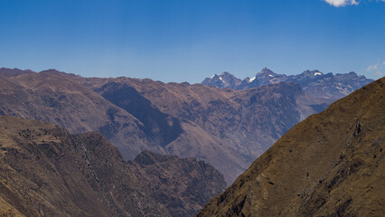 Fototapeta na wymiar Andes mountains landscape with snowcap, cusco Peru