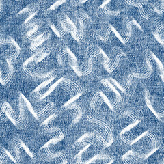 Geometric l decorative seamless pattern, line, stripe, doodle , plaid  geo wallpaper. Blue Jeans background with  grunge texture.
