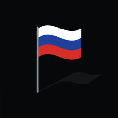 Russia flag on pole vector graphics