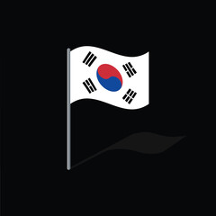 South Korea flag on pole vector graphics