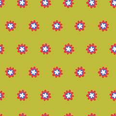 Seamless pattern. Hand drawn flowers decorated with patterns in Scandinavian style, holidays concept. For wrapping paper, other design projects