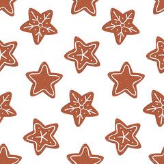 Fototapeta na wymiar Vector illustration seamless pattern of gingerbread cookies with icing