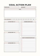 A4_size_Goal action plan Planner Template | Elegant Minimalist Productivity Planner