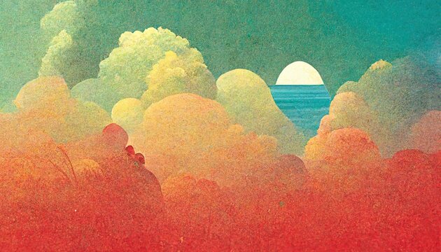 Summer, vacation, family, avant-garde, high-chroma, fine art