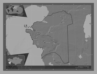 Mangghystau, Kazakhstan. Bilevel. Labelled points of cities