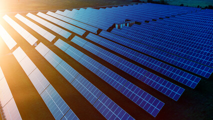 Details of solar panels on photovoltaic power plant, alternative electricity source - concept of...