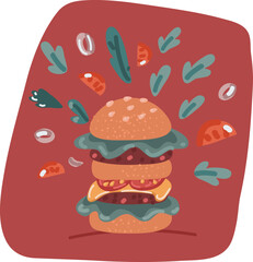 Vector illustration of Burger Fast Food