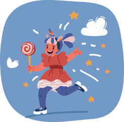 Vector illustration of Fairy tale Princess Unicorn costume outfit.