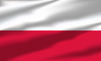 Vector Poland Flag Waving Realistic Flowing Flags