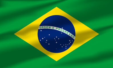 Vector Brazil Flag Waving Realistic Flowing Flags