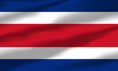 Vector Costa Rica Flag Waving Realistic Flowing Flags