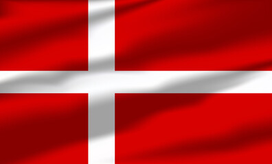 Fototapeta premium Vector Denmark Flag Waving Realistic Flowing Flags