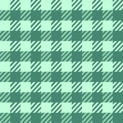 Gingham plaid green seamless pattern with green background