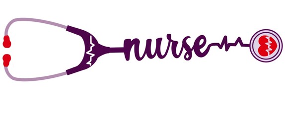 Nurse stethoscope icon with heart on tip. Health and medicine symbol, illustration