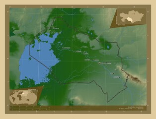 Qyzylorda, Kazakhstan. Physical. Labelled points of cities