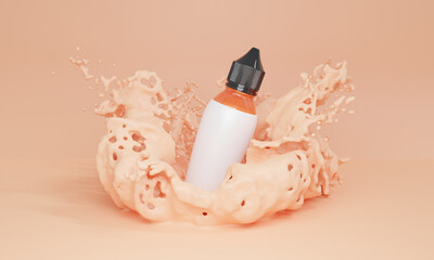 Liquid bottle mockup with splashing water 3d rendering for your product branding