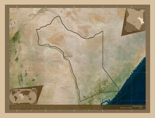 Garissa, Kenya. Low-res satellite. Labelled points of cities