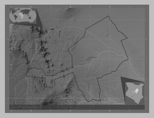 Isiolo, Kenya. Grayscale. Major cities